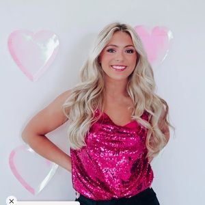 Pink sequin bodysuit